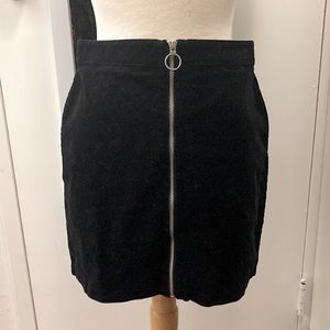 Velour corduroy skirt with zipper